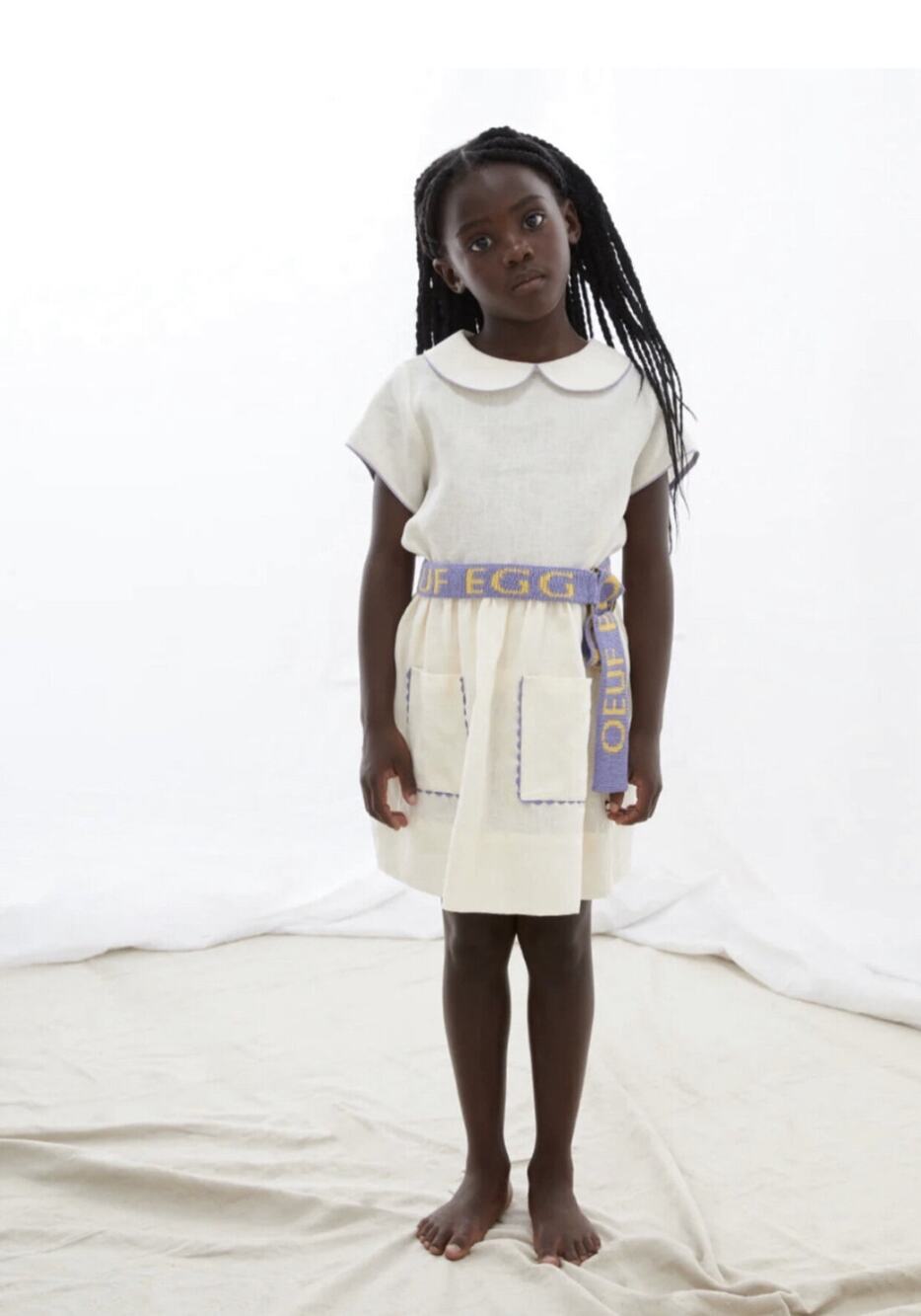 Oeuf NWT Ric Rac Skirt. Size 6-7. 50% Cotton, 50% Linen Blend. Gardenia